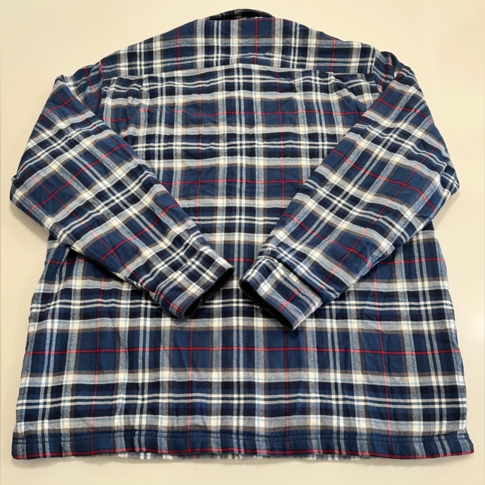 L.L. Bean Mens Fleece-Lined Flannel Shirt Jacket Size Large Traditional Fit Blue - Picture 2 of 10